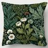 1Pc Cottagecore Living Room Pillow Cover, Polyester 2D Double Sided Print Cushion Case, Dark Green Botanical Throw Pillowcase Fo