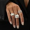 SHIXIN 3Pcs/Set Elegant Imitation Pearl Chunky Open Rings for Women Retro Geometric Wide Knuckle Ring 2026 Fashion Jewelry Gifts