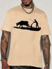 Vintage Farming Unisexs Crew Neck Cotton T Shirt Farmer Plowing With Ox Silhouette Print Short Sleeve Countryside Casual Street Top