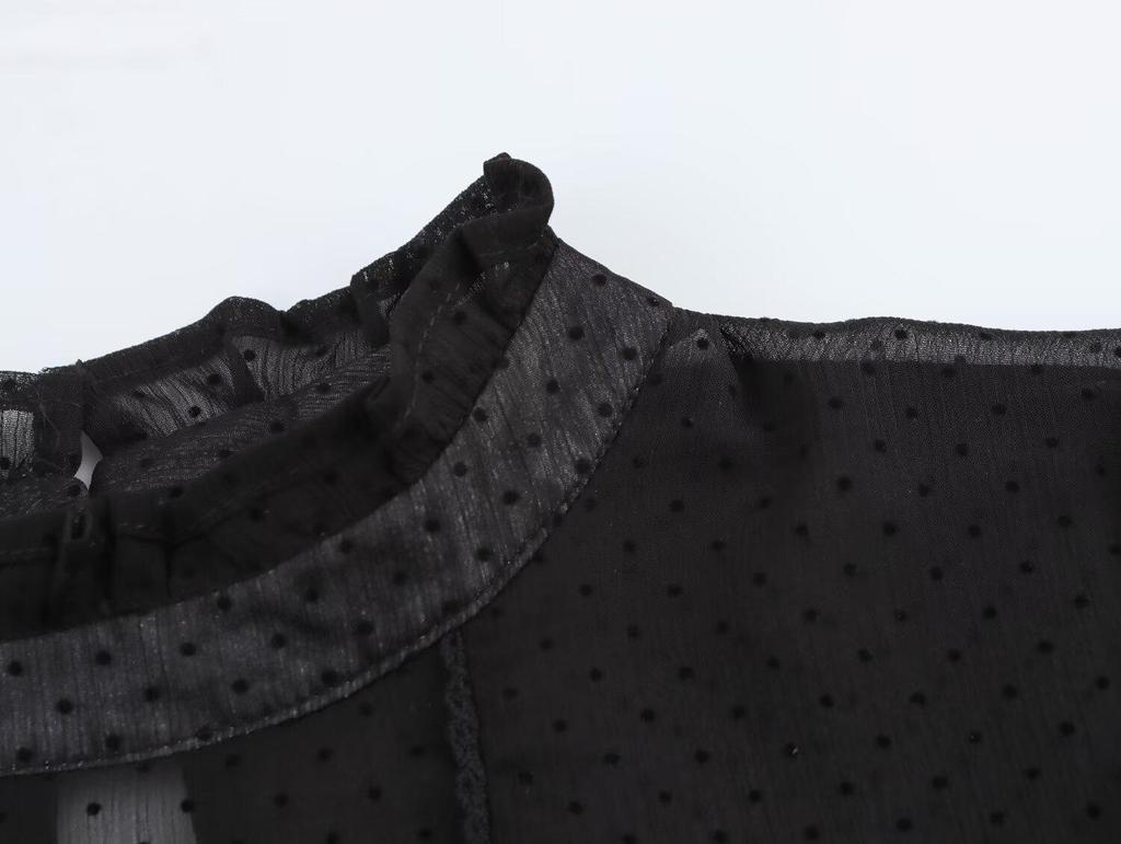 2024 Winter Women's European & American Style Romantic Tulle Fashion Shirt