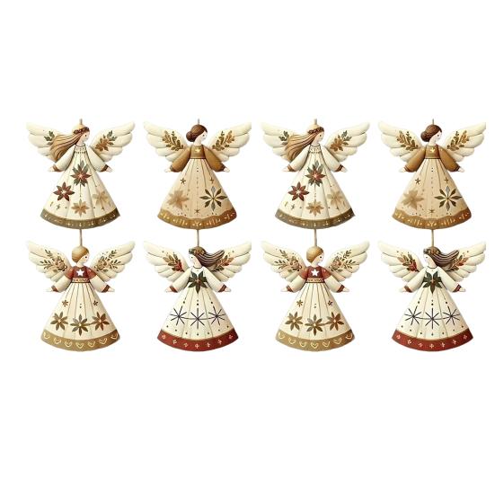 Christmas Wooden Angel Ornaments Rustic Angel Christmas Tree Ornament Retro Small Angel Hanging Decoration for Holiday Party Decor