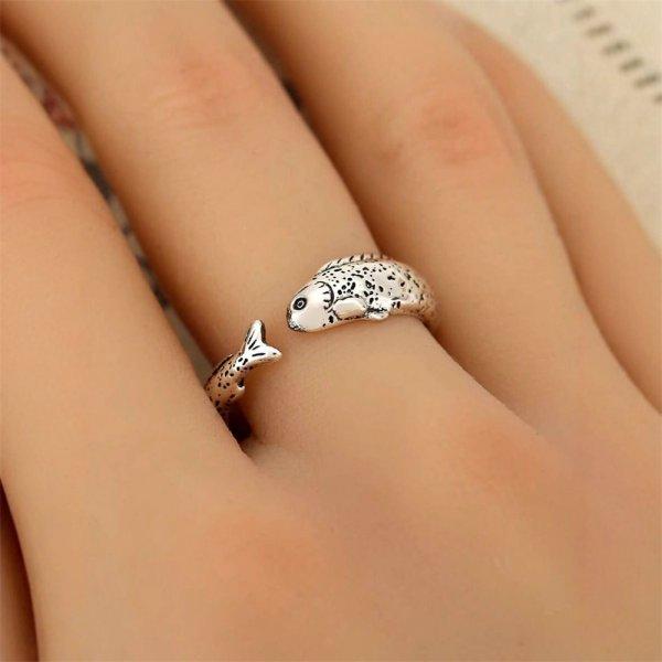 Anelli Vintage Carini a Forma di Volpe per Donne Amabile Volpe con Lunga Coda Fascino Anello per Dita Nocche Regolabile Gioielli Fascino per Feste Regali