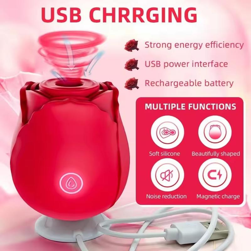 Rose Powerful Suction Vibrator for Women Clitoris Stimulator Female Oral Nipple Sucker Adult Sex Toy for Ages 18+