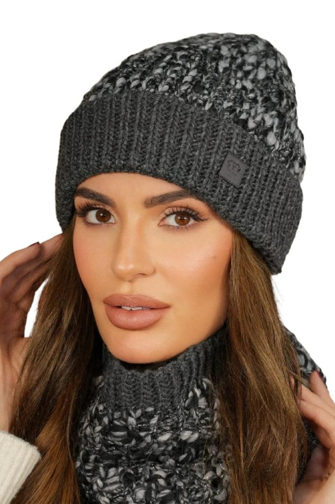 Apricot Colored Youth Hat with Turn-Up Collar Graphite Color