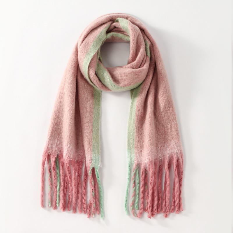 Gradual Change Splicing Women Autumn and Winter Thickened Warm New Imitation Cashmere Fringed Scarf Versatile Fashion Cold Scarf