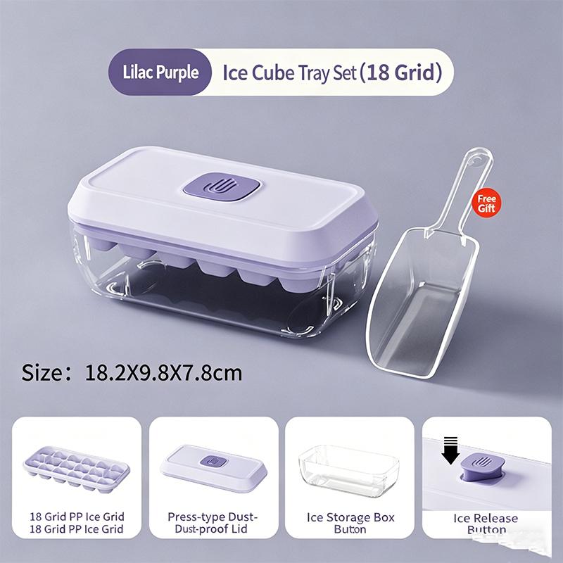 Quick Release Ice Cube Tray With Storage Box And Scoop 18/32 Cavity Food Grade Ice Mold For Cocktails Whiskey And Daily Drinks