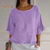 Damen Kurzarm-Oberteil Frühling Sommer Rundhalsbluse Lässige Loose Fit Pullover Shirt für den Alltag Büro Party Reisen