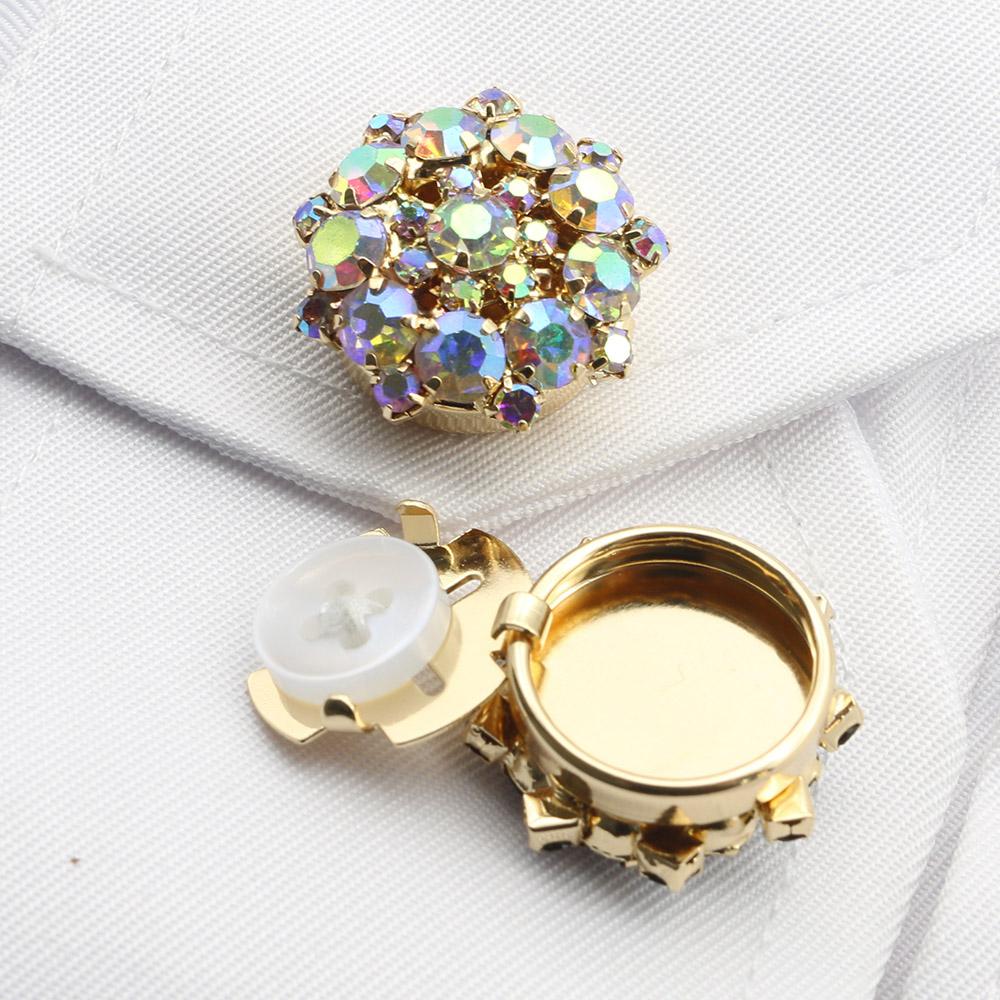 Fashion Bestseller 2 pieces of 22MM Circular Rhinestone Cufflinks, Women's Shirts, Dresses, Sweaters, DIY Handmade Wholesale