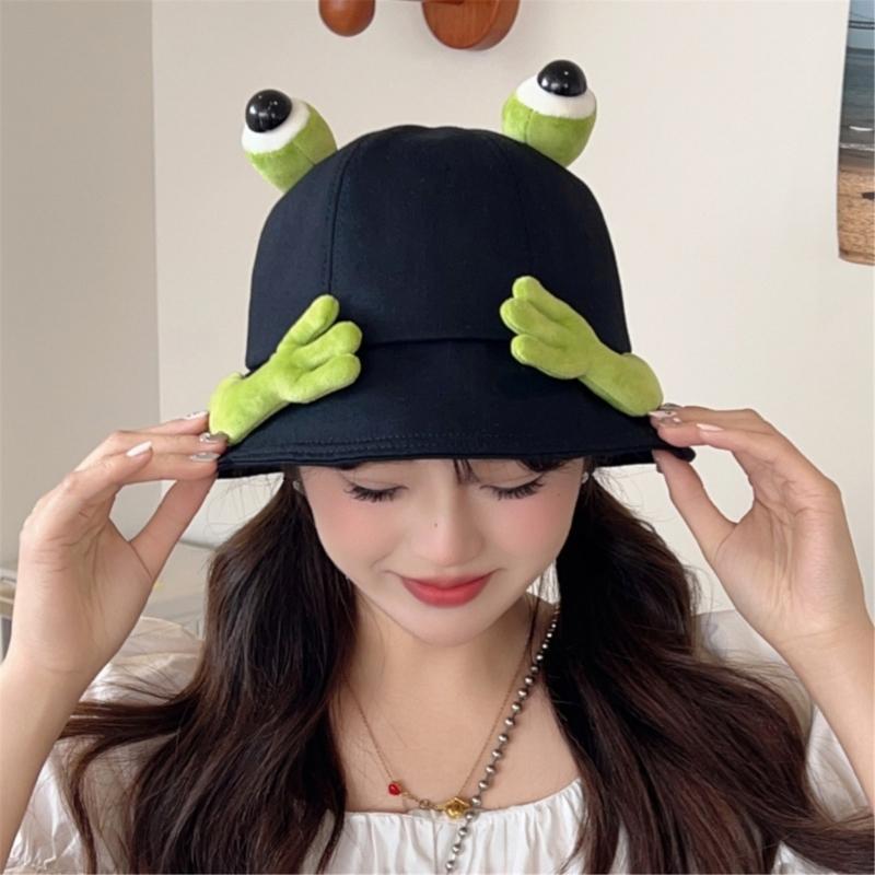 Unisex Froschform Eimerhut Breite Krempe Outdoor Sommer Frühling Faltbarer Fischerhut Sonnenschutz Geschenke für Freundin