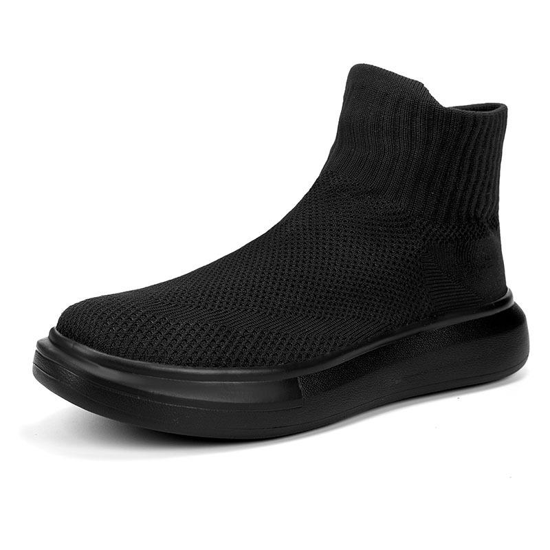 Socks and shoes men's velvet warm couple large size fly-woven couple high-top board shoes fly-woven men's shoes platform casual shoes