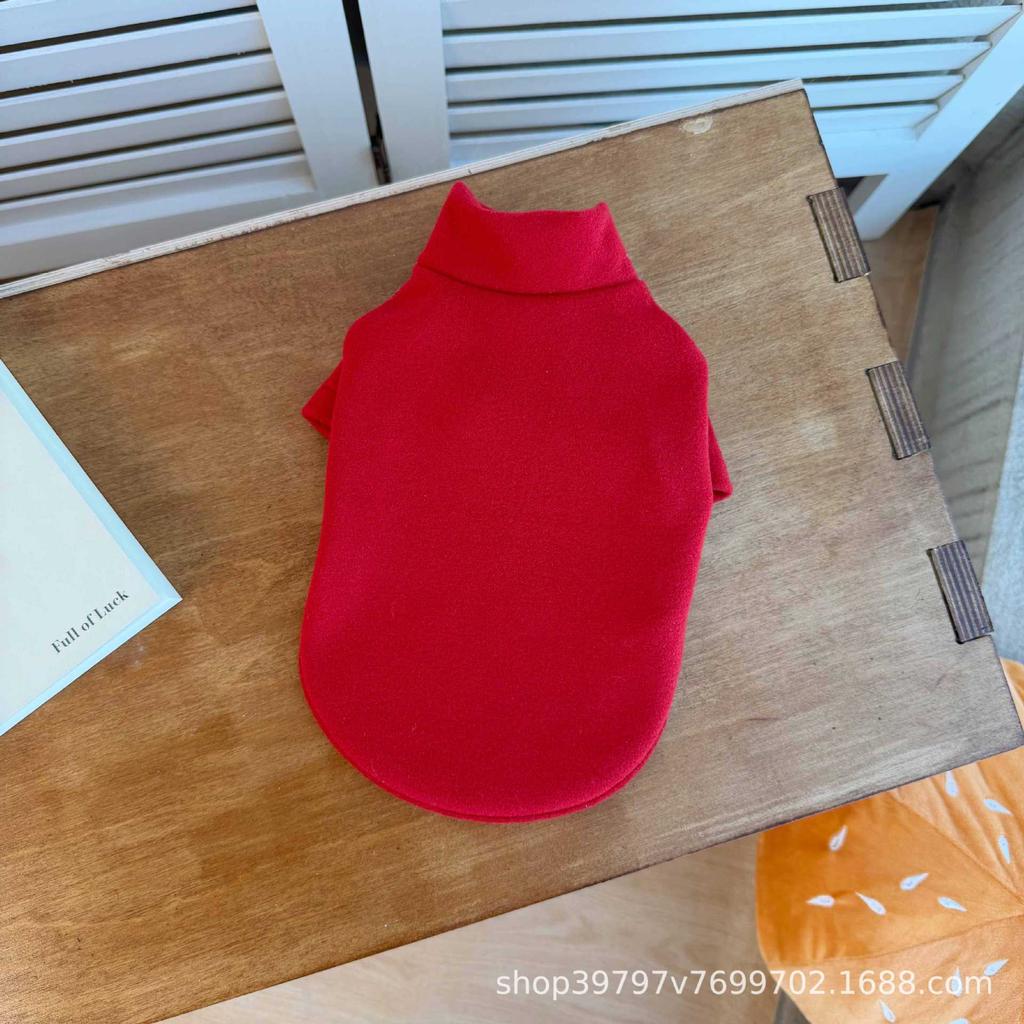 Spring, autumn and winter pet clothing T-shirt bottoming shirt dog home clothes cat clothes velvet heating