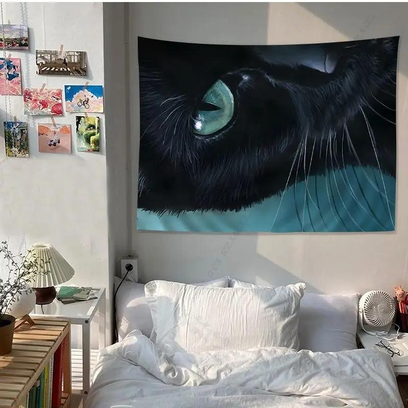 Black Cat Tapestry Office Living Room Tapestry Home Wall Decoration Tapestry