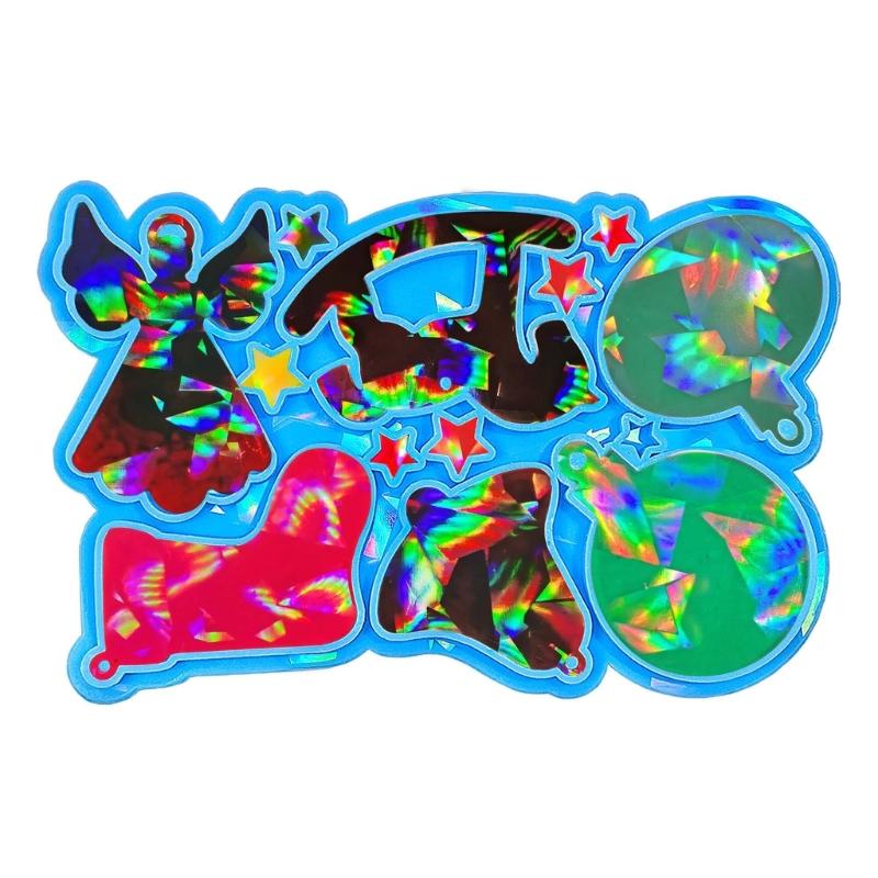 Light and Shadow Keychain Silicone Molds Christmas Pendant Holographic Earrings Mold DIY Ornament Mould Home Decorations