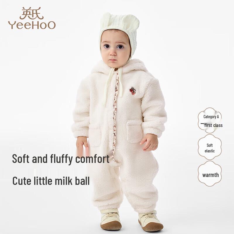 YEEHOO Baby Girl Fleece-Lined Jumpsuit 90