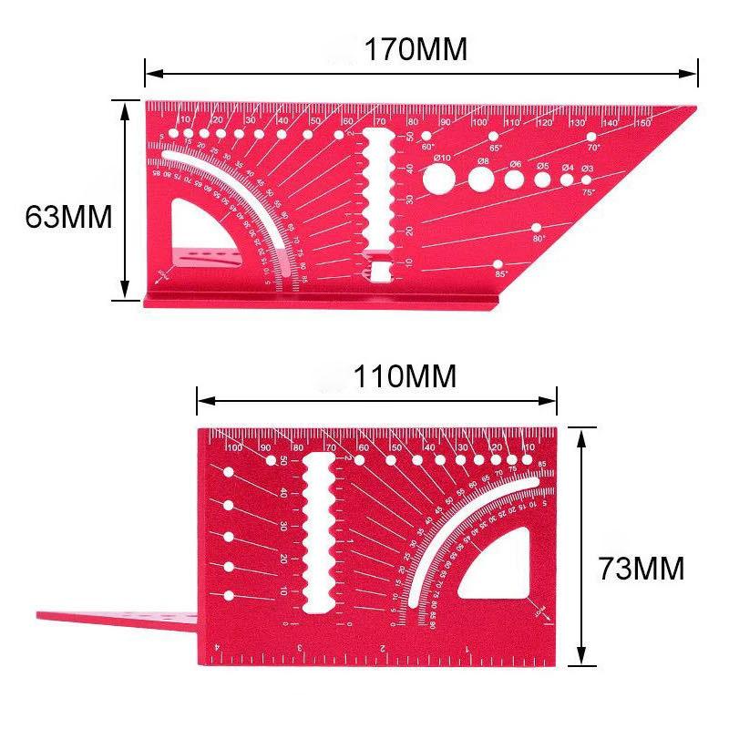 Aluminum Alloy Woodworking Angle Ruler Line Drawing Device Angle Measuring Measure Tool with Gauge Protractor Locator