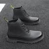 Men's shoes winter velvet thickened Martin boots cowhide black tooling men's leather shoes high-top warm cotton shoes 2025