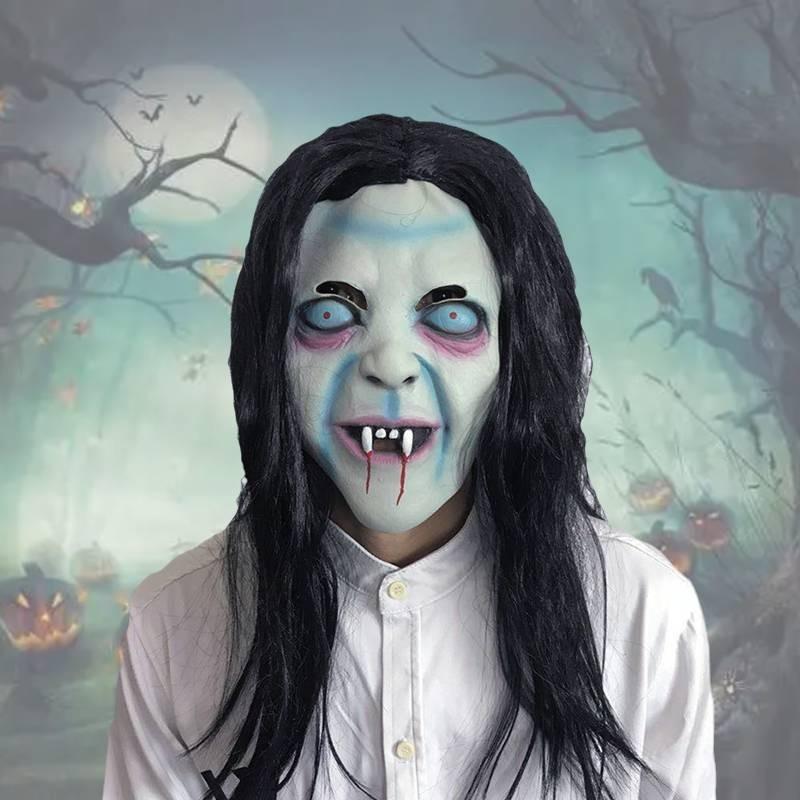 Long Mask Vampires Hair Ghost Face Latex Halloween Prop Cosplay Decor Accessory