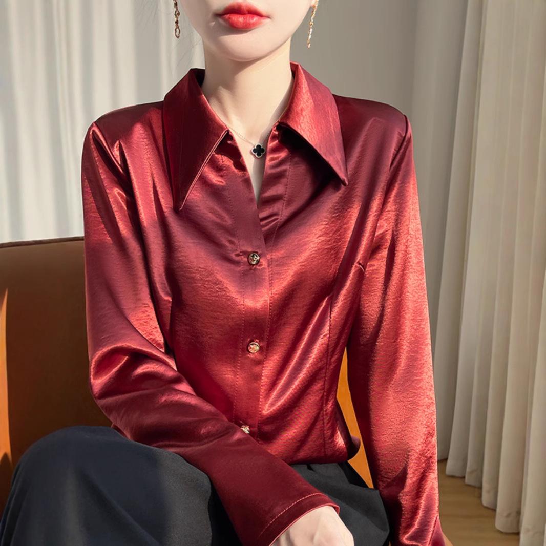 

Autumn/Winter 2025 Women s Elegant Gilded Satin Blouse XL (60-65 kg) фіолетовий