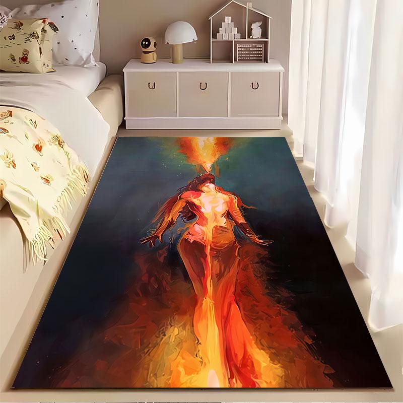 Fiery Female Silhouette Art Suitable As a Non-slip Mat for the Living Room or Bedroom Sofa