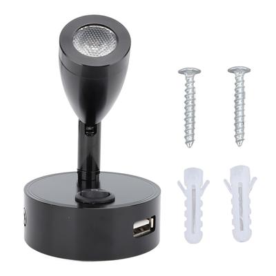 DC10‑30V LED Wohnmobil Nachttischlampe Aluminiumlegierung Hohe Helligkeit Wohnmobil Leselicht für Yacht Boot Schwarz