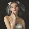 Elegante Hochzeit Braut Hochzeit Kopfschmuck Weißer Schleier Kopfschmuck Imitationsperle Schleife Kurzer Schleier Hinterkopfdeko Haaraccessoires