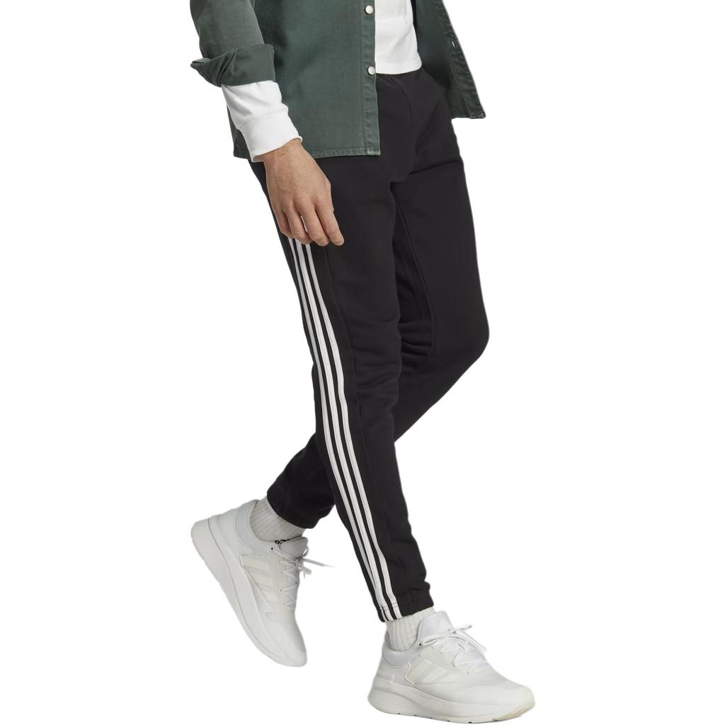 Adidas Striped Mid-Rise Drawstring Tapered Casual Pants Men bottoms Black IC0050