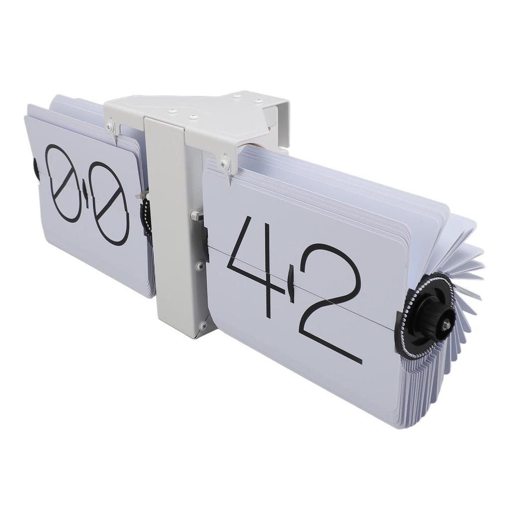 Big Flip Clock Smooth Surface Easy To Read Knob Adjustment Automatic Flip Clock for Bedroom Living Room 24Hour White PT