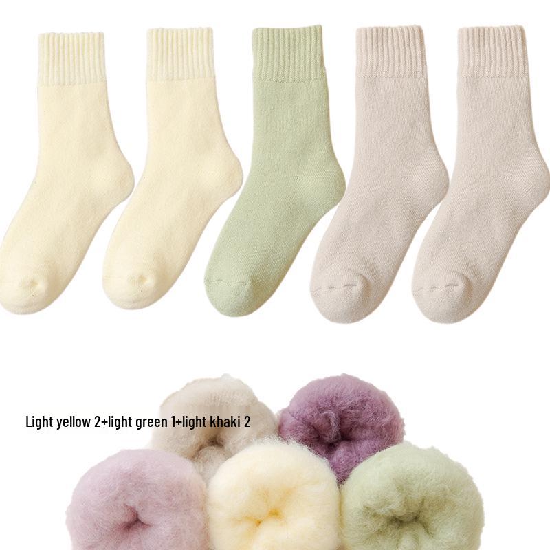 Dámské fleecové ponožky střední délky Zhuji - Silný samet, teplé a pohodlné na podzim/zimu, ideální na spaní nebo lenošení