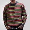 Herrtröjor med rund hals Färgglada randiga Lös passform Långärmad Varma stickade tröjor Stickad tröja Casual Pullover Toppar Lätta stickade kläder för män