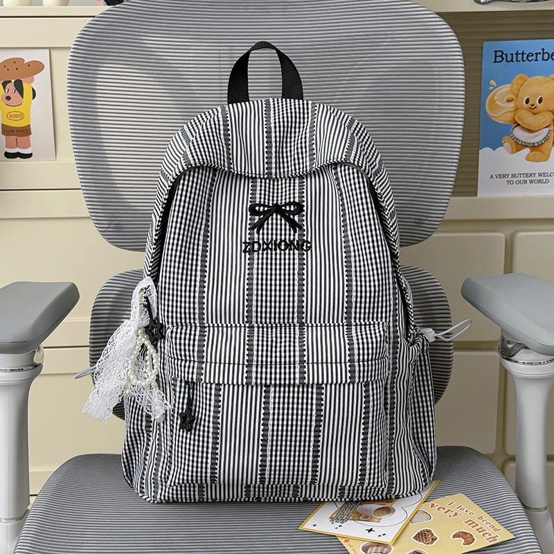 Zaino Scolastico Coreano Semplice a Quadri Zaino Casual Versatile Leggero Zaino Scolastico per Studente delle Scuole Superiori Zaino per la Classe Pendolare Viaggio