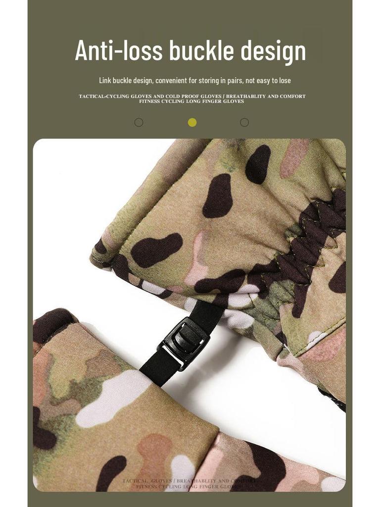 Men's Winter Tactical Gloves: Cold-Proof, Fleece-Lined, Windproof, Touchscreen-Compatible for Outdoor Motorcycle Riding.