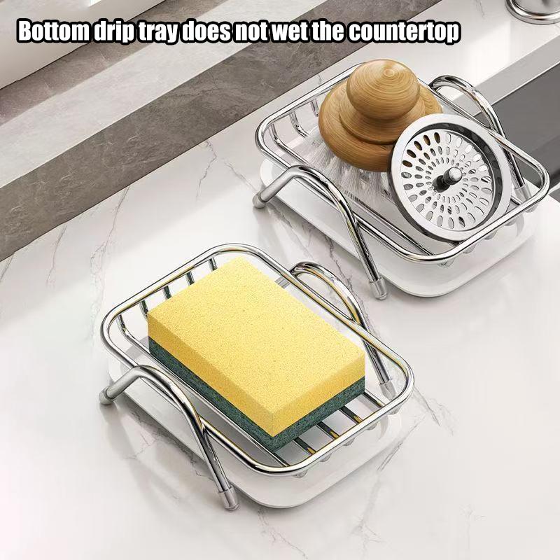 Stainless Steel Soap Dish With Drainage Tray Non Slip Rust-Resistant Soap Holder For Bathroom Kitchen Countertop Accessories