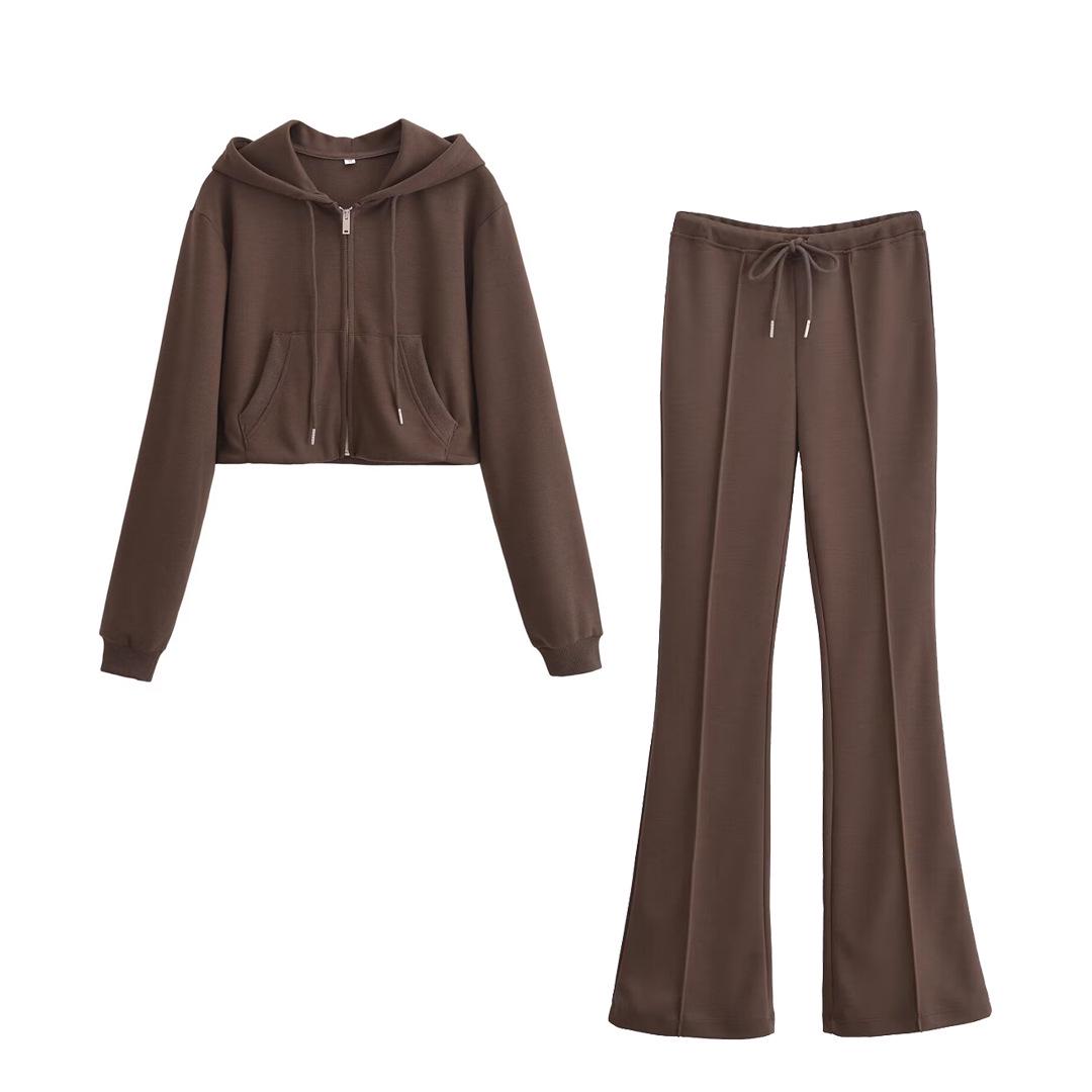 

2025 Spring Women s European & American Style Double-Sided Long Sleeve Sweatshirt with Casual Pants L