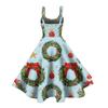 Damen Weihnachtsdruck Off-Shoulder Vintage Kleid