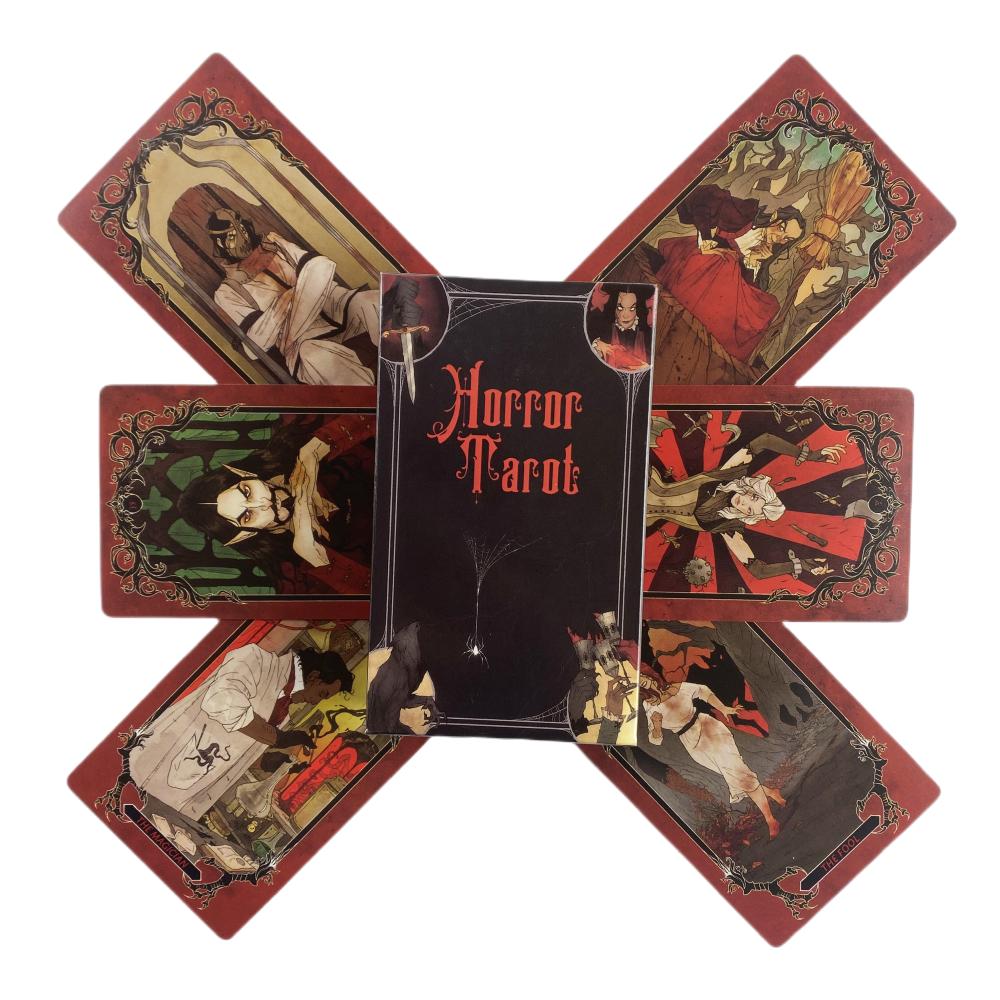 Horror Tarot Deck Card Game Full English Fortune Divination Tarot Cards For Beginner ,Suitable For Family Gathering Board Game