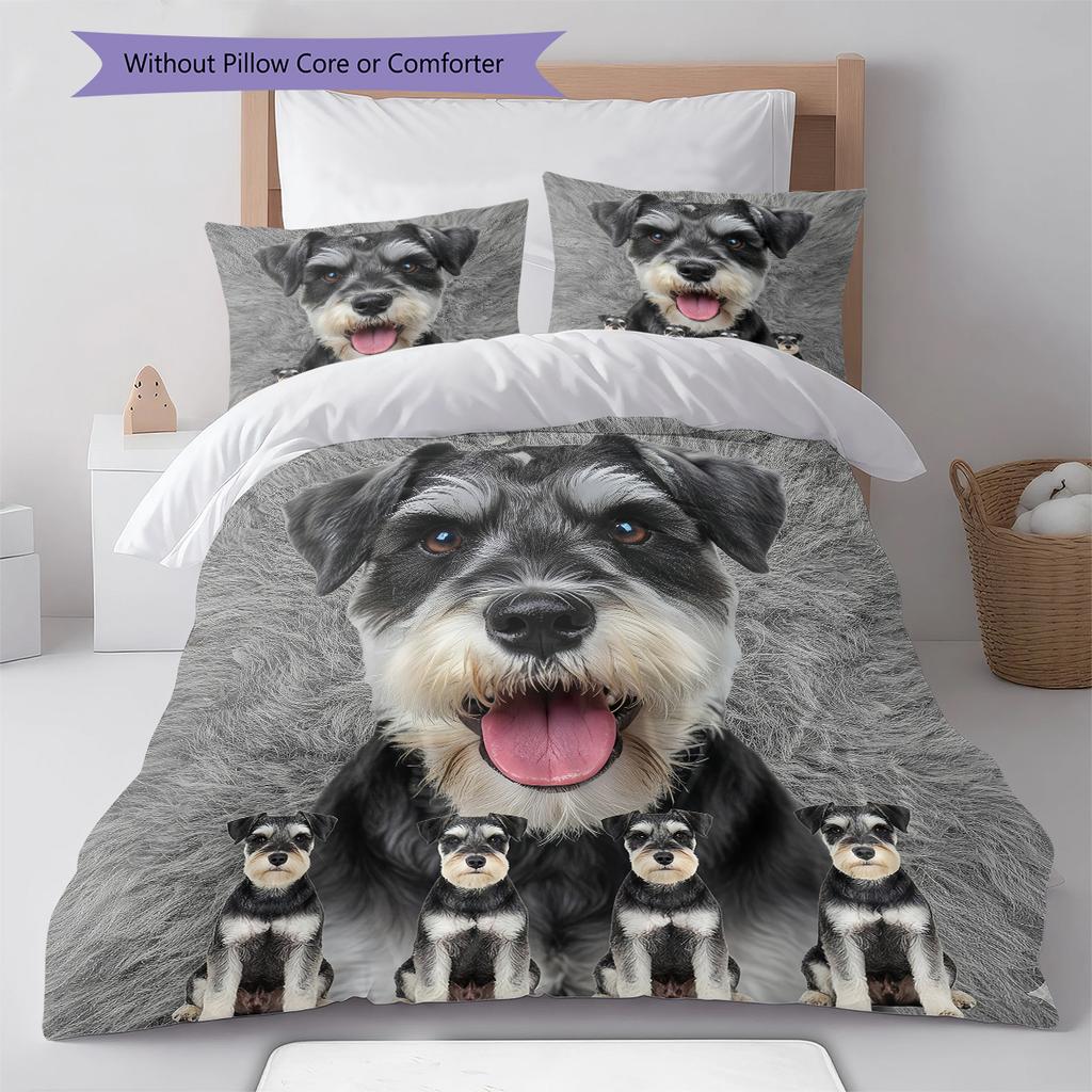 Yorkshire Terrier Sznaucer Wzór Pościel Kołdra Zestaw Poszewka na Kołdrę Poszewka na Poduszkę Dekoracja Domu Prezent (1 * poszwa na kołdrę + 2 * poszewki na poduszki, bez rdzenia)