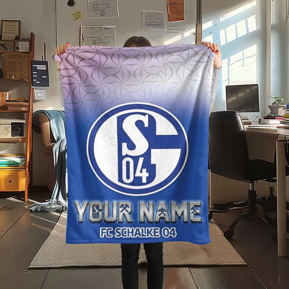 1PC Custom Name FC Schalke 04 Patterned Flannel Blanket Suitable For All Seasons for Home Decor Warmth and Comfort Gifts Holiday Present_xia