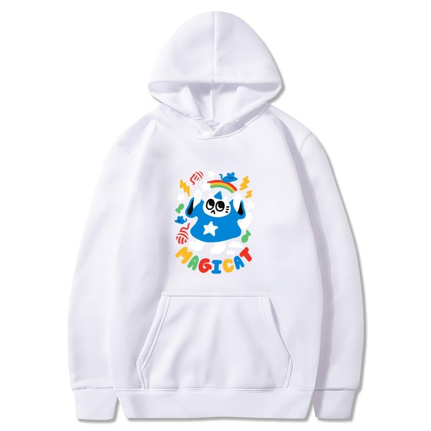 2025 Herbst/Winter Einfarbig Anime Katze Klassischer Hoodie Herren Täglich Lässig Harajuku Hoodie Y2K Streetwear Warmer Hoodie