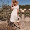Solid Color Slim Chic Dress with Neck Button S-XXL