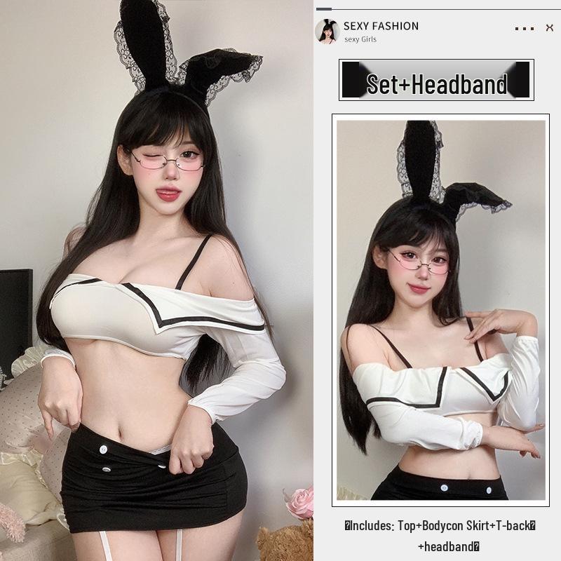 Quick Release Sensual Bunny Secretary Lingerie Set