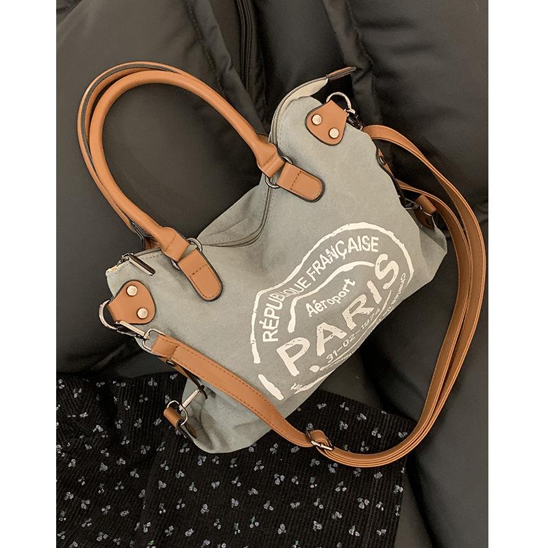 

Повседневная сумка, Модная сумка-тоут с надписью, Вместительная сумка кроссбоди серый/белый