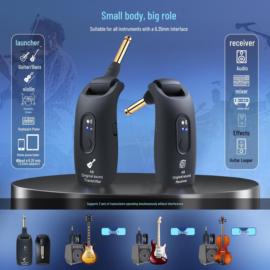 Kruiser A9 Wireless Audio Transceiver for Guitars, Electric Wind Instruments, and Bass Pickups