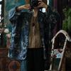 Women Vintage Print Floral Shirts Tops Print Floral Linen Blouses Spring Stand Long Sleeve Women Shirts