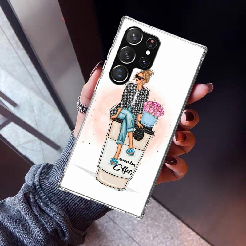Girl Boss Weiblich Kaffee Handyhülle Für Samsung Galaxy S23 S24 S25 Edge S26 Ultra S22 + S21 Plus S20 FE Hülle Silikon Druck Shel