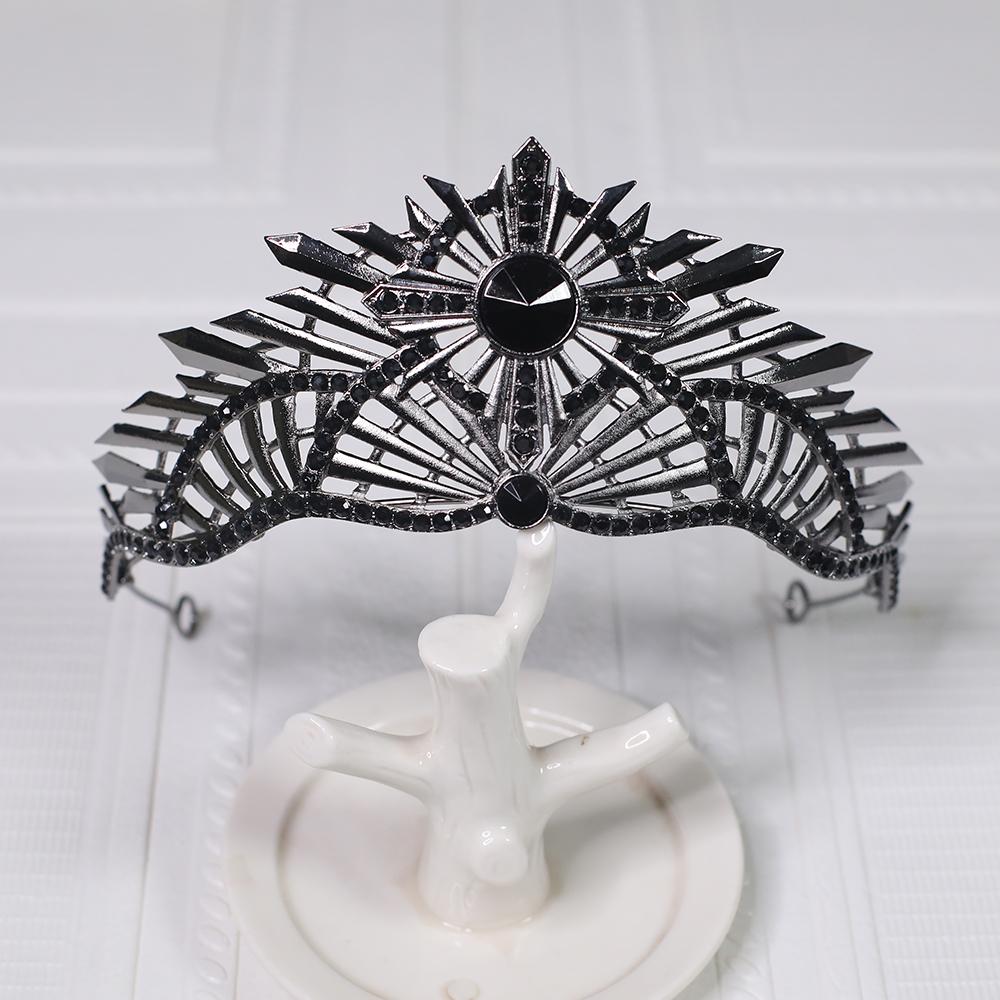 

1pc Luxurious Elegant Crystal Hair Accessory Black Retro Baroque Crown Suitable Men Women Wear Jewelry Parties Ceremonies Tiaras