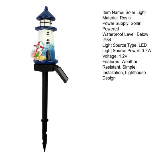 Solar Lighthouse Lawn Light, Outdoor Garden Lighthouse Statue Solar Light, Waterproof Solar Pathway Light for Patio Lawn Yard