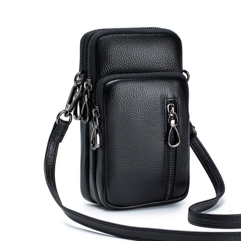 

New leather fashionable women s shoulder messenger bag trendy large-capacity vertical mobile phone bag casual versatile women s bag чёрный