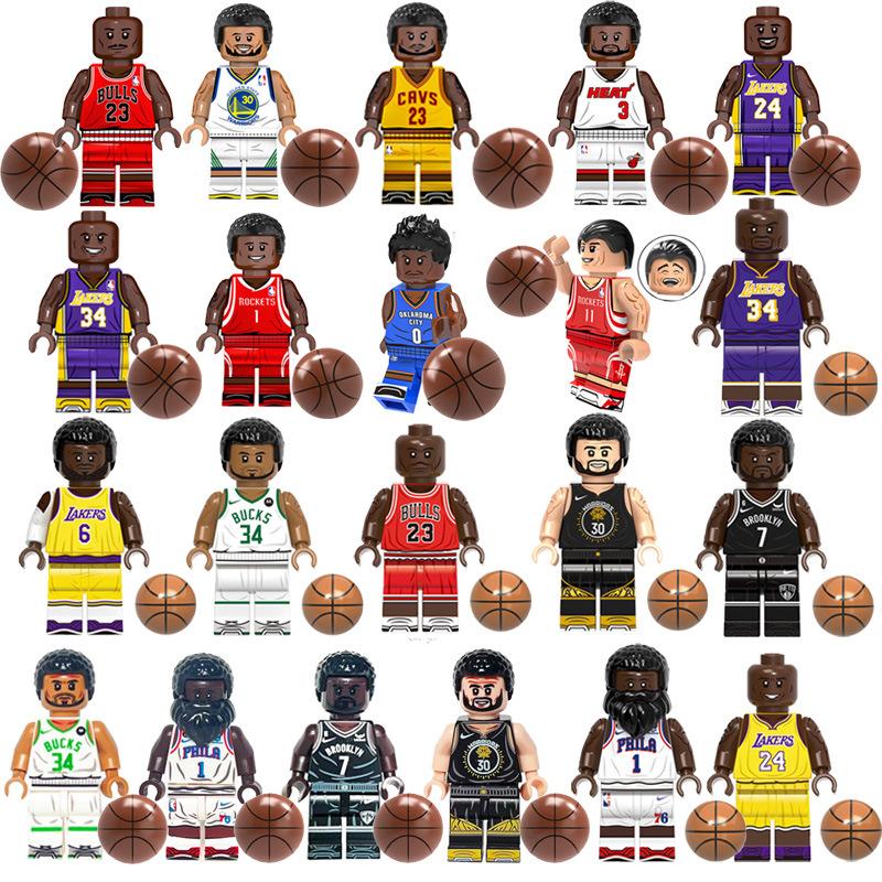 Figurine Blocuri de Construit Vedete Baschet—Set Jucărie de Asamblat