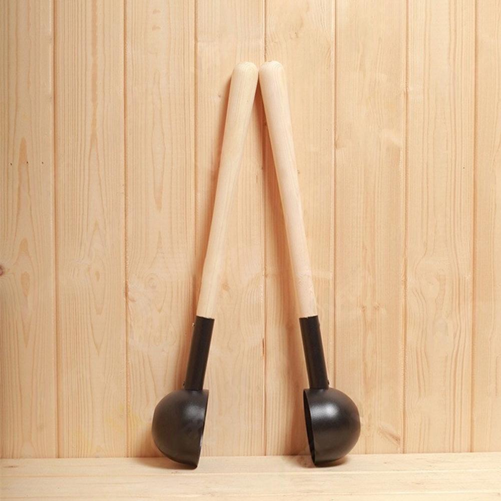 Aluminum Sauna Ladle Sauna Accessory Wooden Handle Ladle