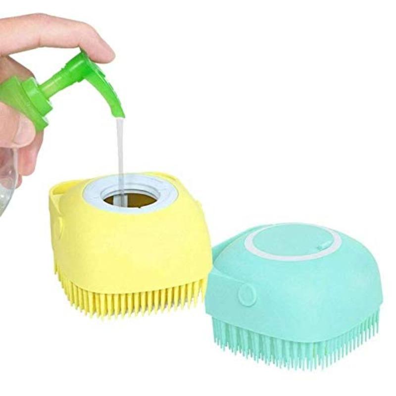 Non-toxic Pet Bath Brush with Massage Bristles, Detachable Design, Built-in Storage, Suitable for Cats and Dogs